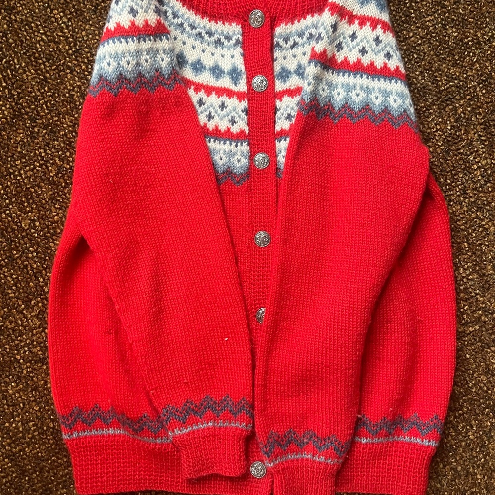 Dale of Norway Red and Blue Patterned Cardigan, fits like women's M - Picture 5 of 6